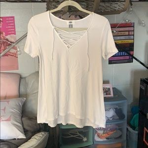 White Flowy Top with Front Tie